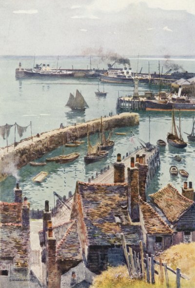 Folkestone Harbour from Eastcliffe by Ernest William Haslehust