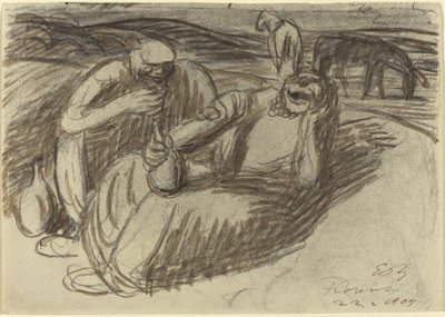 Italian Peasants with Wine Flasks by Ernst Barlach