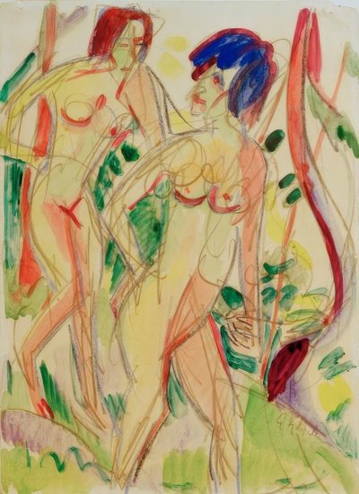 Nudes in the Forest, Blue by Ernst Ludwig Kirchner