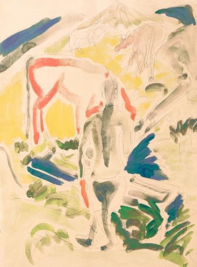 At the Fountain on Stafelalp by Ernst Ludwig Kirchner