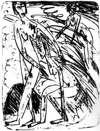 Bathers in Waves by Ernst Ludwig Kirchner