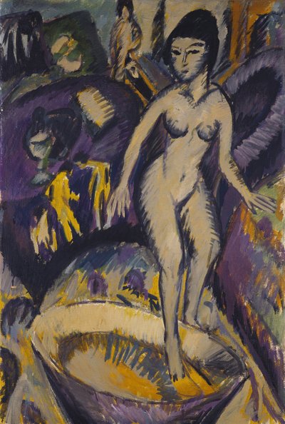 Female Nude with Hot Tub by Ernst Ludwig Kirchner