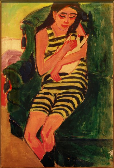 Fränzi with Cat by Ernst Ludwig Kirchner