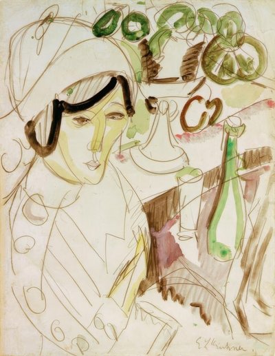 Woman with Round Hat (Erna) by Ernst Ludwig Kirchner