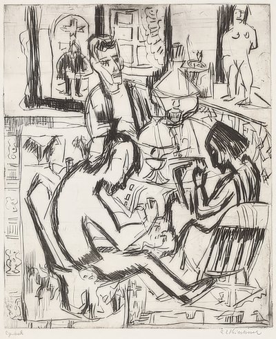 Interior with People by Ernst Ludwig Kirchner