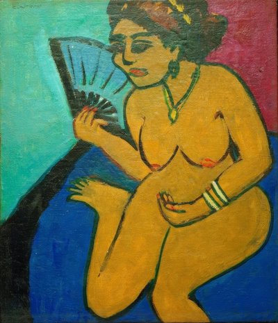 Seated Nude with Fan by Ernst Ludwig Kirchner