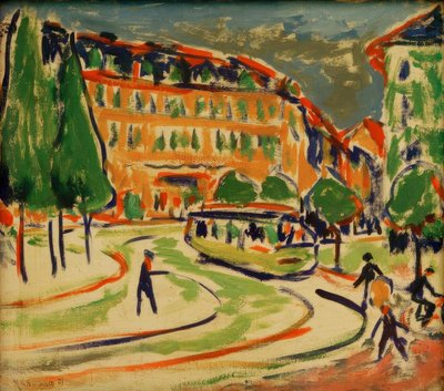 Tram in Dresden by Ernst Ludwig Kirchner