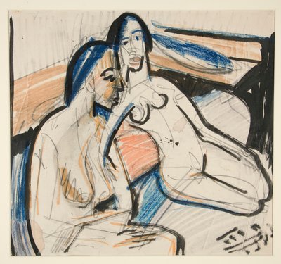 Two Seated Women in Studio by Ernst Ludwig Kirchner