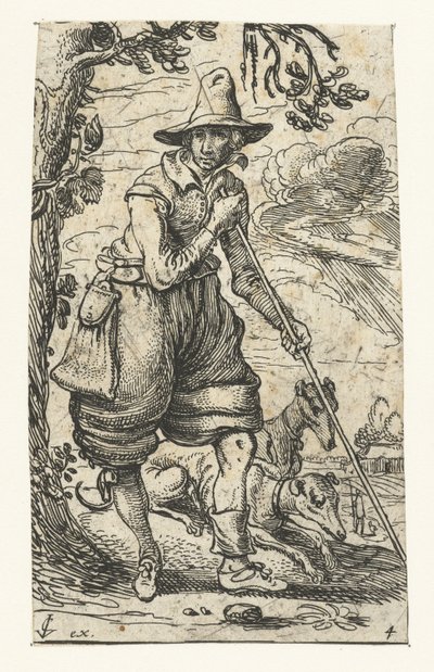 Hunter with Two Dogs by Esaias van de Velde