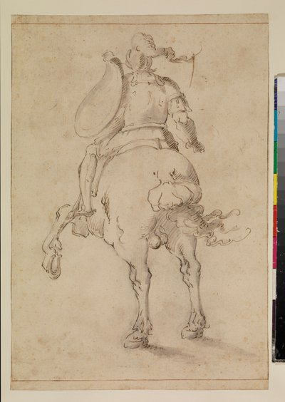 Mounted soldier seen from behind by Esteban (circle of) March