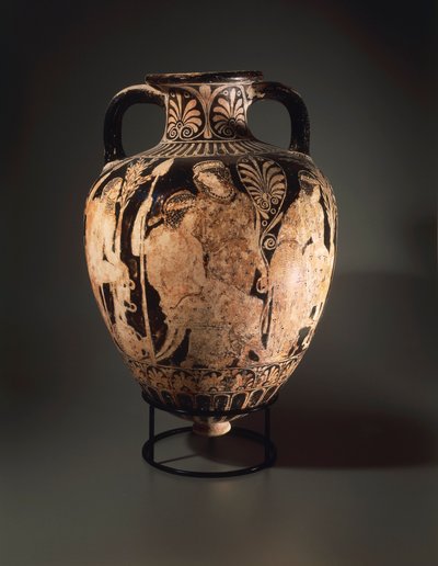 Red-figure pottery, pointed amphora by Perugia painter by Etruscan