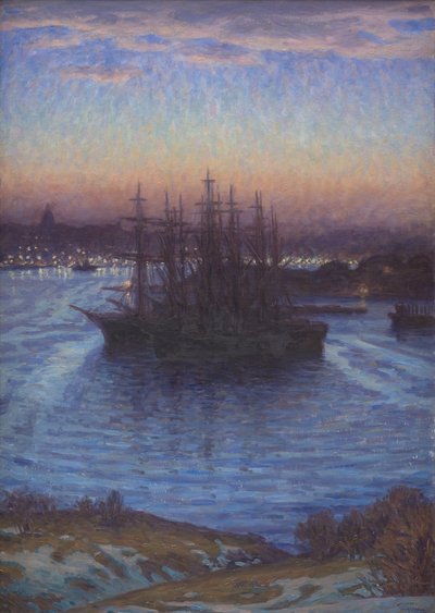 Ships at Anchor. Winter by Eugen