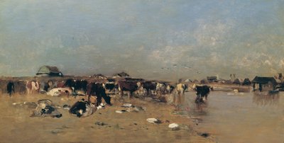 Cattle Watering at the Waag by Eugen Jettel