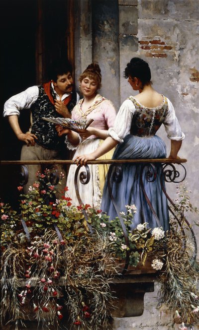 On the Balcony by Eugen von Blaas