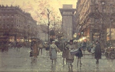 La Porte St. Denis, Paris by Eugene Galien Laloue