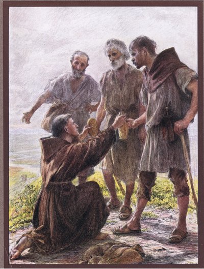 Friar Angel and the three brigands by Eugene Burnand