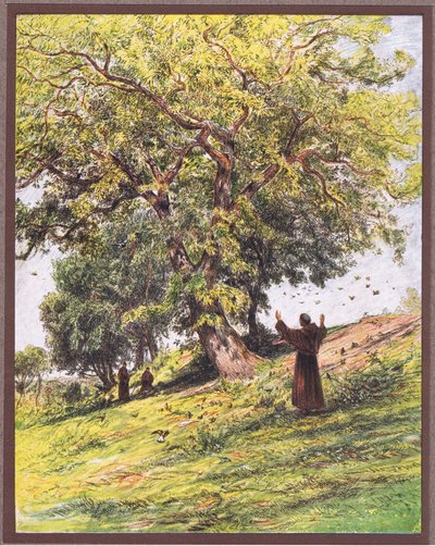 St Francis preaches to the birds by Eugene Burnand