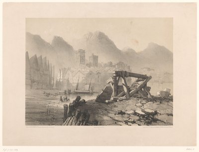 Cityscape with Harbor and Mountains by Eugene Ciceri