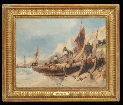Fishing Boats on the Beach, Brittany by Eugene Deshayes