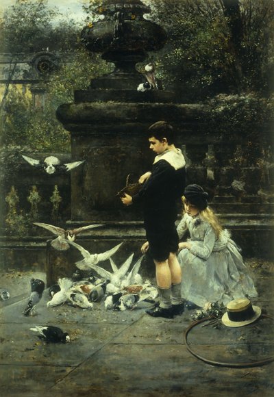 Feeding the Pigeons by Eugene Joors