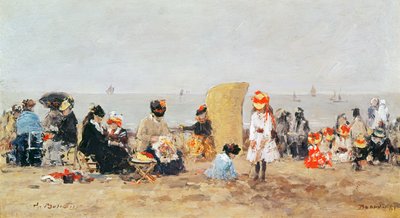 Beach Scene, Trouville, 1881 by Eugene Louis Boudin