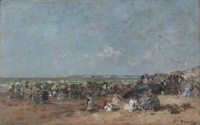 Beach Scene in Trouville by Eugene Louis Boudin