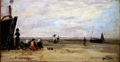 Beach scene by Eugene Louis Boudin