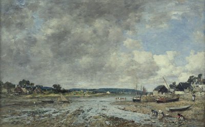 Landscape with washerwomen by Eugene Louis Boudin