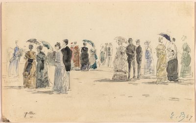 People on the Beach at Trouville by Eugene Louis Boudin