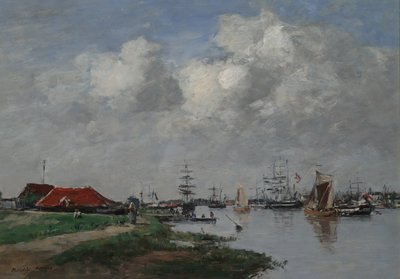 The Escaut River in Antwerp by Eugene Louis Boudin