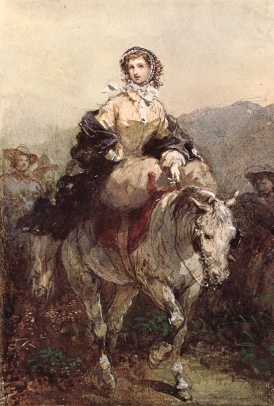 Young Woman on a Horse by Eugene Louis Lami