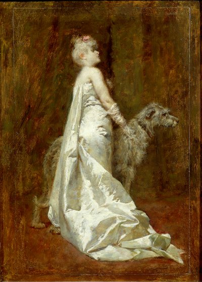 White Dress and Dog by Eugenio Scomparini
