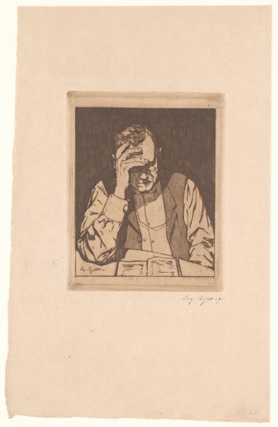 Man Reading by Eugène Bejot (signed by artist)