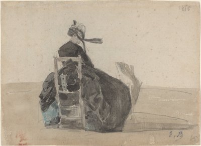 Seated Lady in Black, Trouville by Eugène Boudin