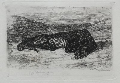 Crouching Tiger in the Desert by Eugène Delacroix
