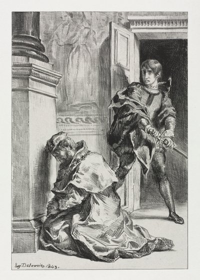 Hamlet: Hamlet Attempts to Kill the King by Eugène Delacroix