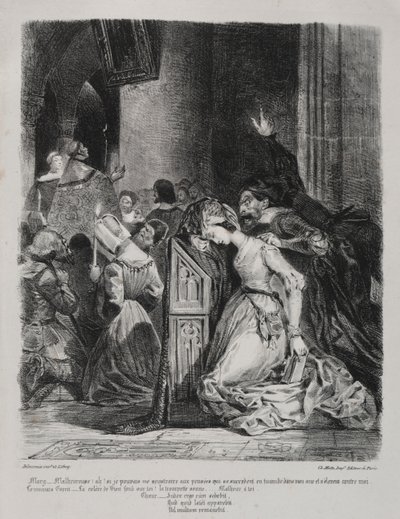 Illustrations for Faust: Marguerite at Church by Eugène Delacroix