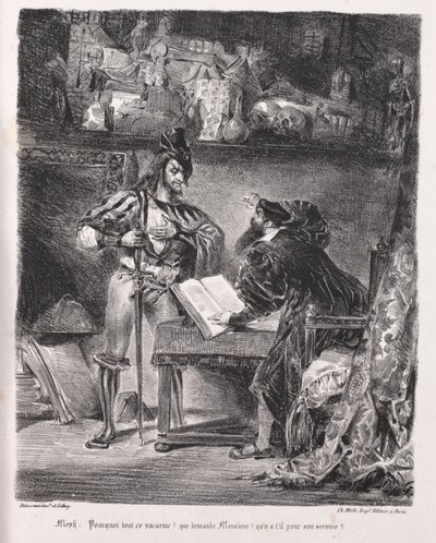 Illustrations for Faust: Mephistopheles Visits Faust by Eugène Delacroix