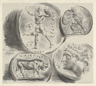 Studies of Four Greek Coins, 1825 by Eugène Delacroix