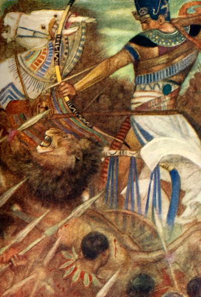 Rameses II Accompanied by a Lion by Evelyn Paul