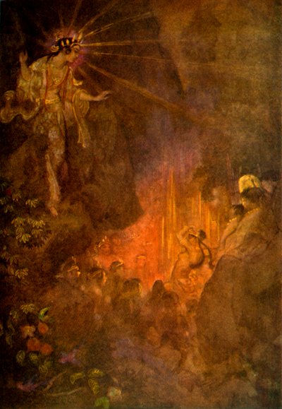 Uzume awakens the curiosity of Ama-terasu, 1912 by Evelyn Paul