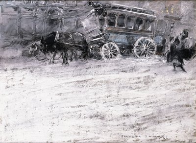 Horsedrawn Bus by Everett Shinn
