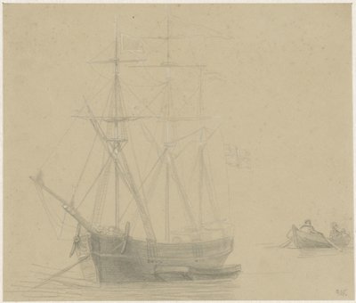 Three-Master and Sloop by Everhardus Koster