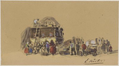 Loading a Travel Carriage by Everhardus Koster