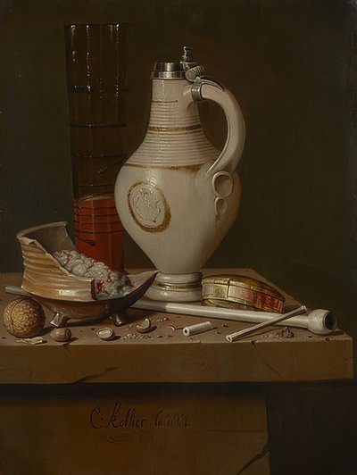 Still Life with Smoking Utensils and Beer Mug by Evert Collier