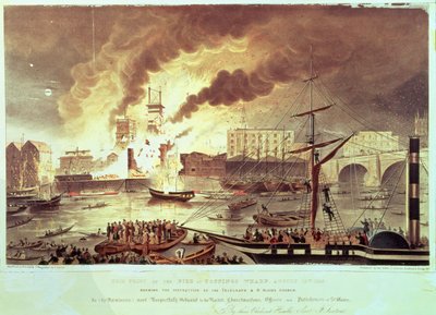 Toppings Wharf Fire, 1843 by F. Sexton