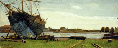 Ship on the Dock by Federigo Zandomeneghi