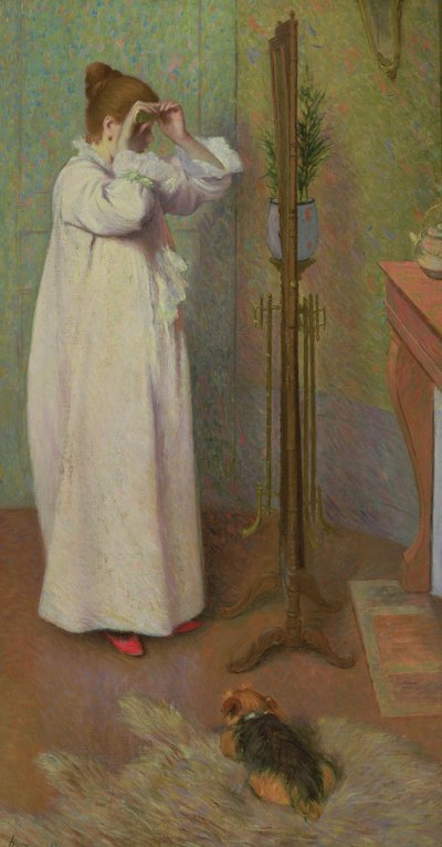 Young Girl Arranging a Lock of Hair by Federigo Zandomeneghi