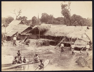 Native Village along the Irrawaddy River by Felice Beato