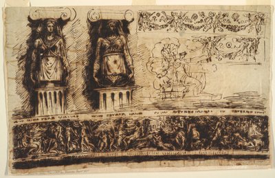Friezes; Two Caryatids; Seated Figure by Felice Giani